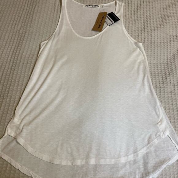 NWT Michael Stars White Relaxed Fit Scoop Neck Tank Top Minimalist Boho One Size - Picture 7 of 11